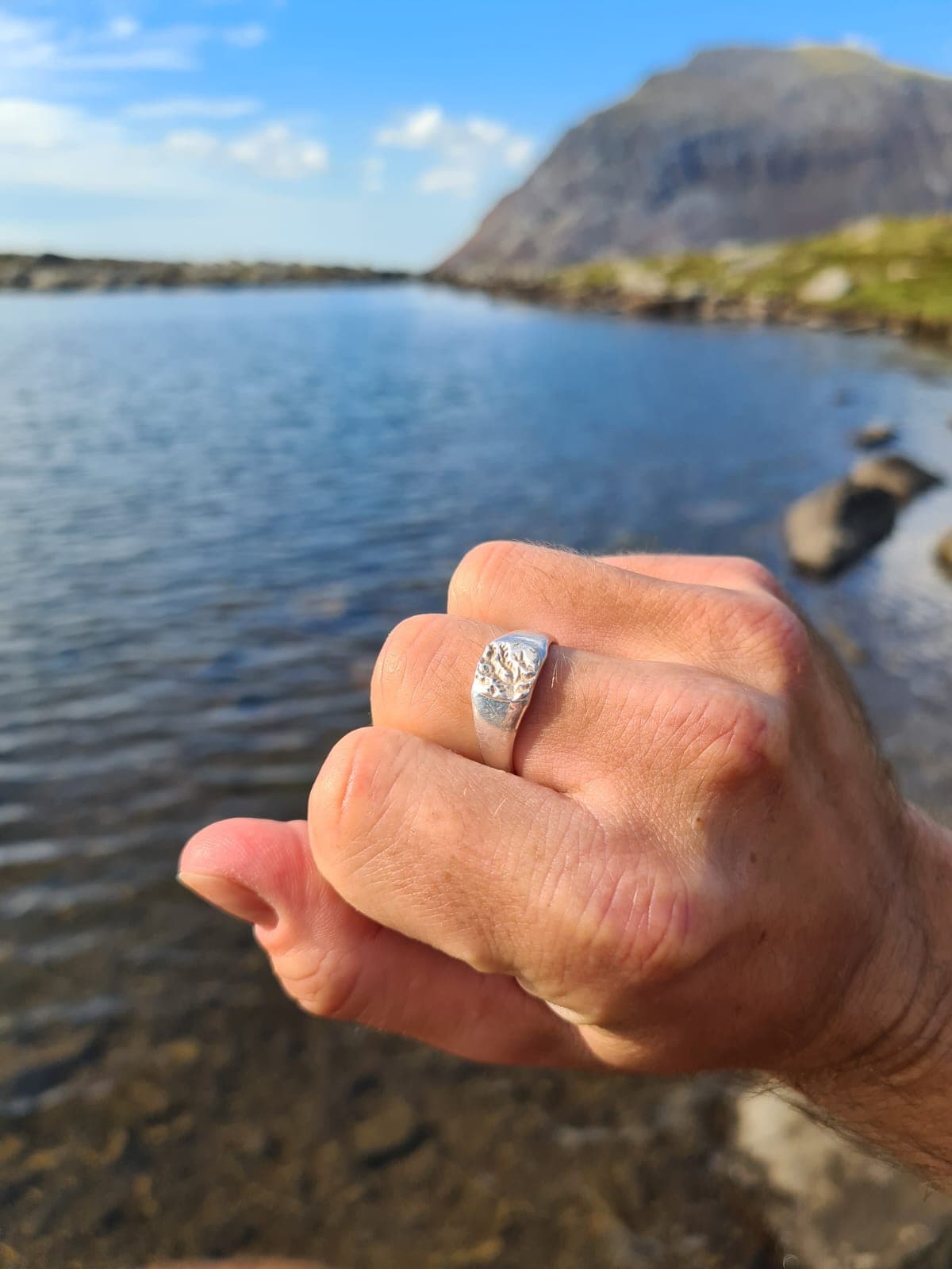 Statement personalised map ring with organic terrain contours