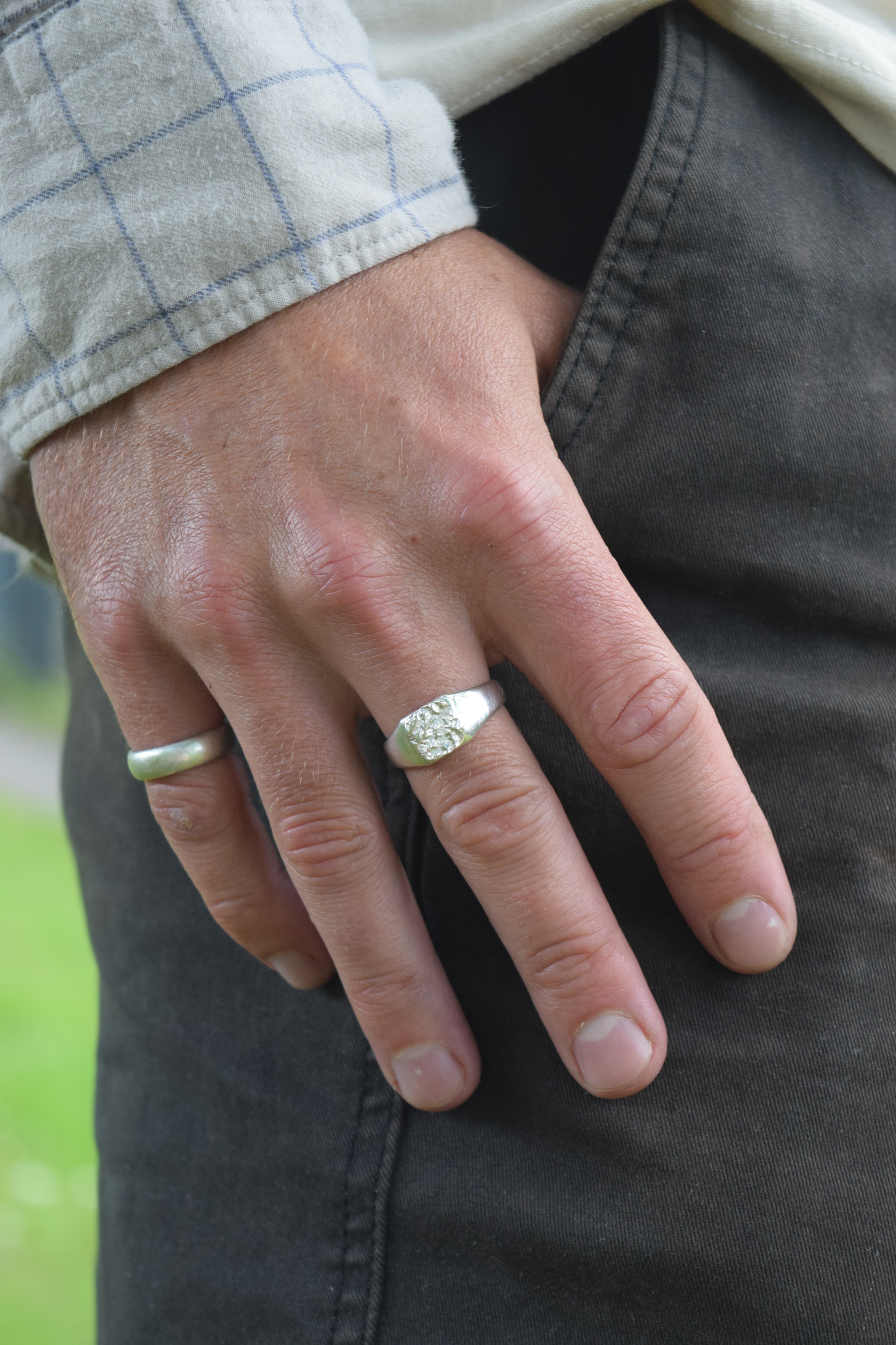 Custom landscape ring showing detailed map-inspired texture