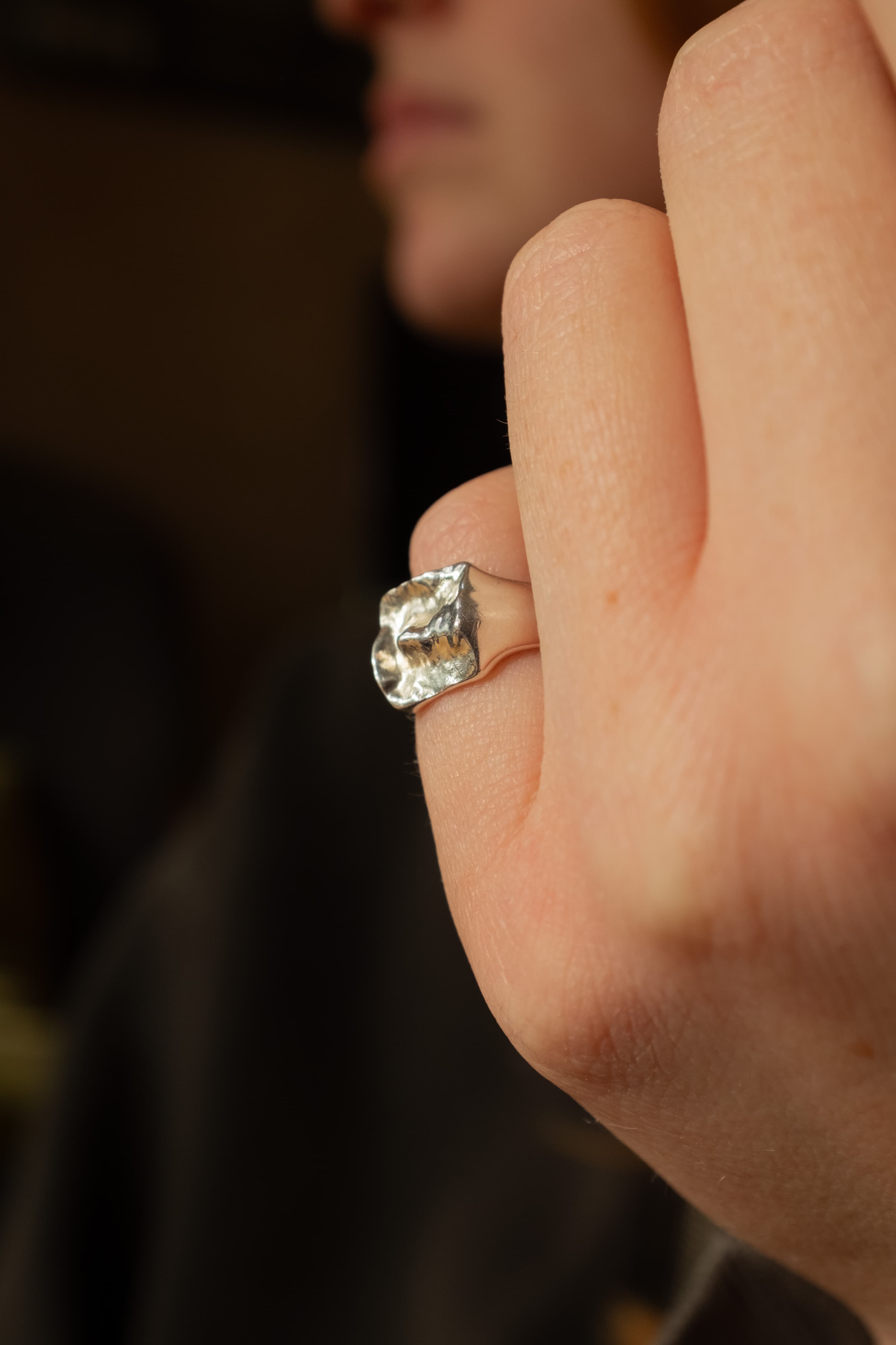 Rosa personalised map jewellery ring from WILDRING shown in close detail